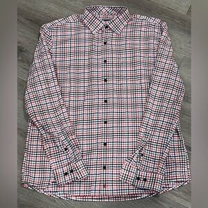 EUC Johnnie-O Gingham Plaid Small Check Hangin’ Out Stretch Performance Shirt